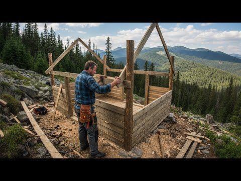 Alone In The Mountains Building A Wooden House From Start To Finish