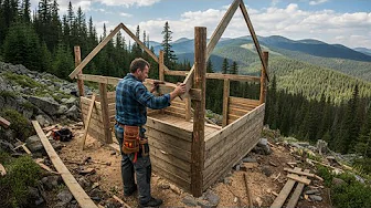 Alone in the Mountains: How to Build a Wooden House Step by Step