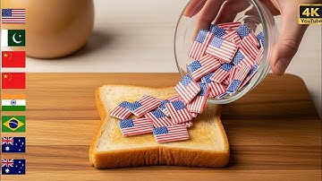 Relaxing ASMR 🇮🇳🇺🇸🇧🇷 | Candy Cubes Create World Flags on Toast