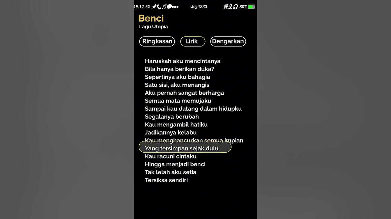 Kau Mengambil Hatiku #utopia #benci #trending #laguviral #liriklagu #viral  #liriklaguindo #music