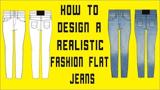 How to design a realistic Fashion Flat Jeans Template