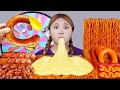 Asmr mukbang fire noodles sausages eating sound by hiu 