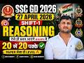 SSC GD Reasoning 2026 | Shift 1 (27 April) | ऐसे ही आएंगे Questions | 20 में 20 Fix #ssc