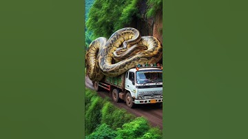 AI Nature Exploration||saw a python wrapped around a truck on the edge of a cliff#bus#truck