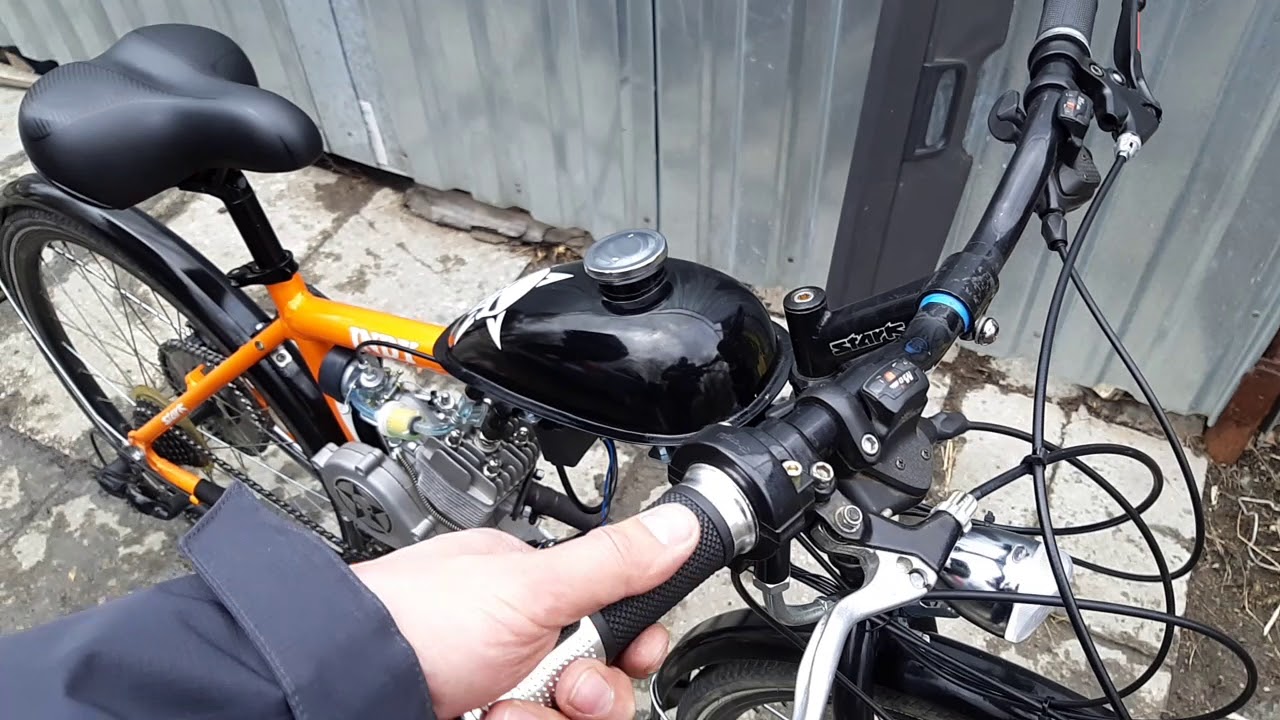 Велосипед с мотором F50 - Проект Чупакабра. Первый запуск - YouTube