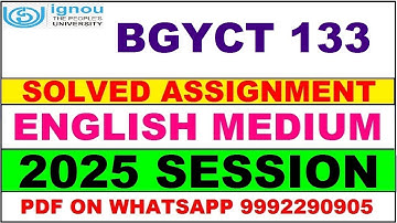 BGYCT 133 solved assignment 2025 in English | BGYCT 133 solved assignment 2025 | ignou BGYCT133 2025