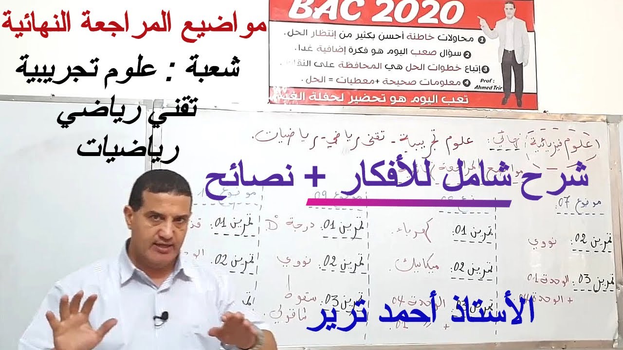 مواضيع المراجعة النهائية : شرح شامل للأفكار + نصائح