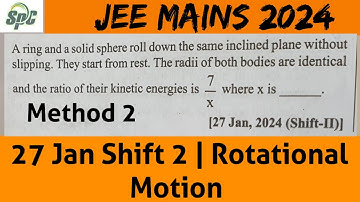 A ring and solid sphere roll down the same inclined plane without slipping.  They start from rest .
