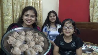 Home Made Delicious Chicken Momo Preparation - Enjoying Eating with Daughters