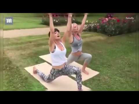 Rhian Sugden shows off her flexibility at outdoor yoga class : Health care