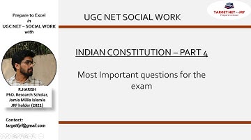 UGC NET SOCIAL WORK | UNIT - 8: INDIAN CONSTITUTION - PART - 4 | MOST IMPORTANT QUESTIONS FOR EXAM