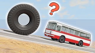 Vehicles VS Giant Tire in BeamNG Drive