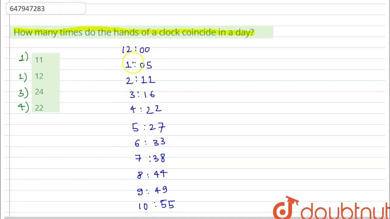 How many times do the hands of a clock coincide in a day? | CLASS 14