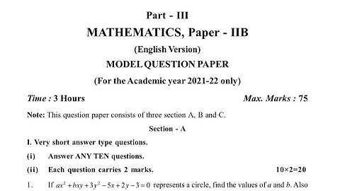 INTER 2ND YEAR (2B) MATHEMATICS (70% SYLLABUS) 2022