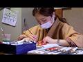 The process of making Japanese Handmade Picture Candles. Traditional candle store in Kyoto