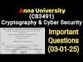 cb3491- CB3491 Cryptography & Cyber Security: Essential Questions & Study Tips for Easy Passing ๐