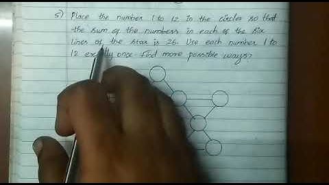 Exercise 6.2/ 5. Place the number 1 to 12 in the circles so that the sum of the numbers in each of t