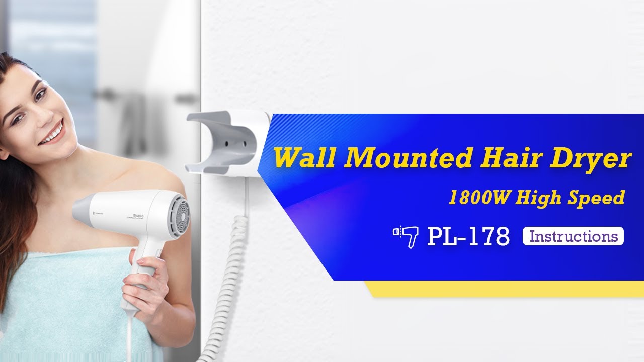 Hotel Bathroom Wall Mounted 1800W Constant Temperature Negative Ionic Electric Hair Dryer pl-178