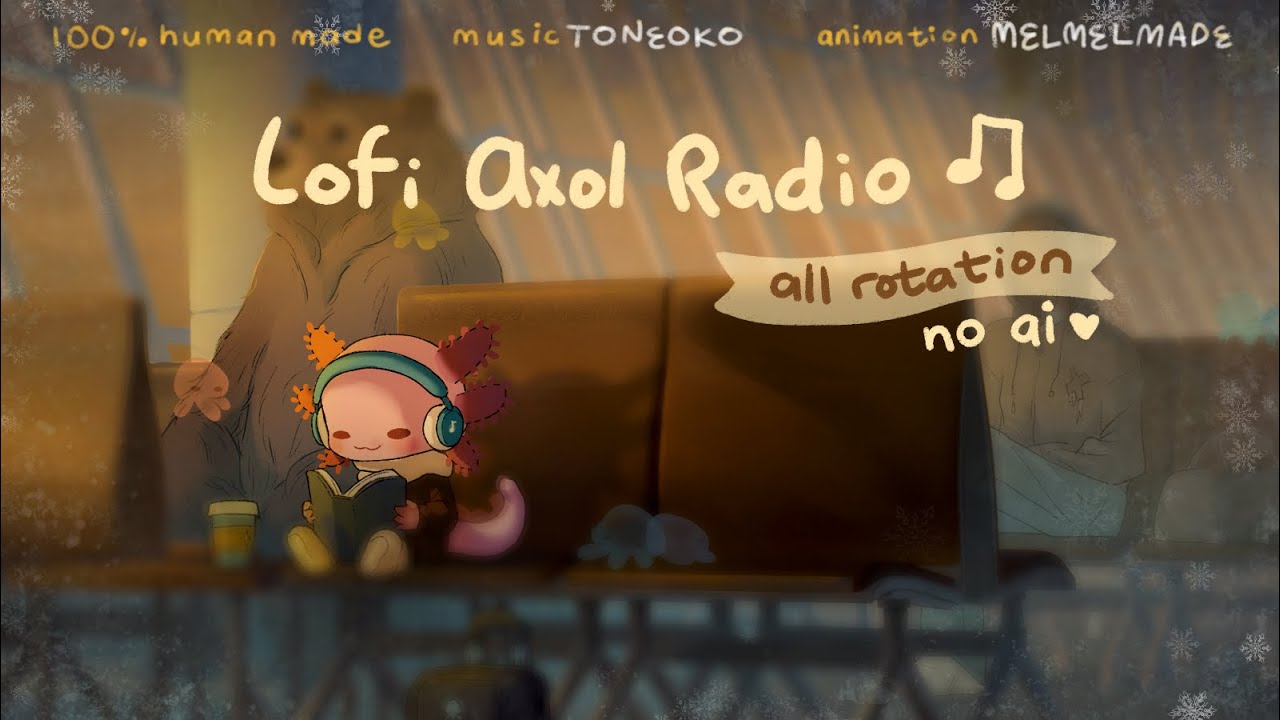 Lofi Axol Radio | NO AI | Original cozy Lofi music and animation to study/work to 🥁🎹🎸🎧