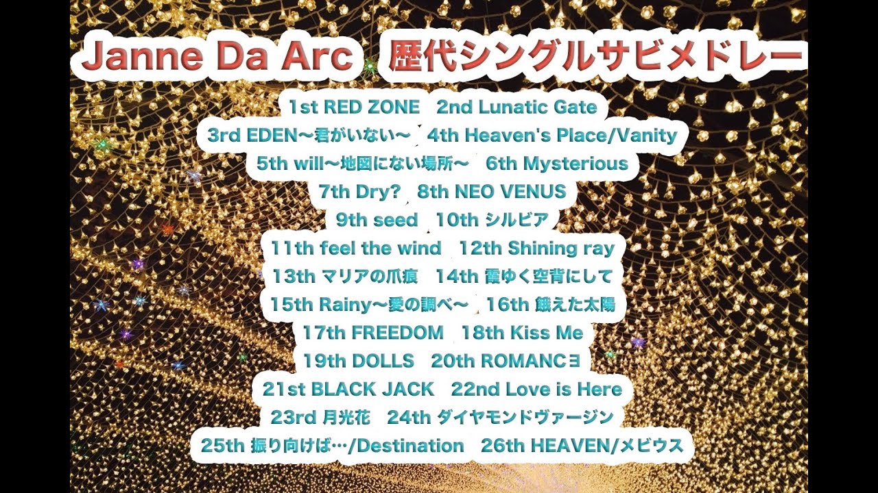 Janne Da Arc サビメドレー『歌詞付き』【歴代シングル】