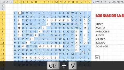 Ms Excel - Sopa de Letras