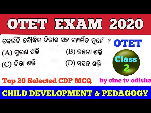 Child development & Pedagoggy MCQ for OTET EXAM 2020 !! Top 20 Selected CDP Question for OTET EXAM