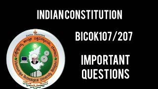 Indian constitution vtu important questions|BICOK107/207|#study #engineering #edu_updates