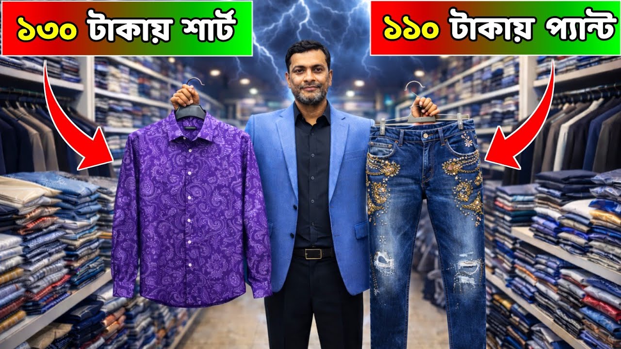 ১৩০ টাকায় শোরুম কোয়ালিটির শার্ট পাইকারি । ১১০ টাকায় বড়দের জিন্স প্যান্ট পাইকারি । 