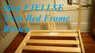 Review of an Ikea FJELLSE twin bed frame bought around 2015. FJELLSE bed frame was purchased without slats. Twin-sized 