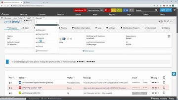 Scansor SAP Monitoring - Overview sensors