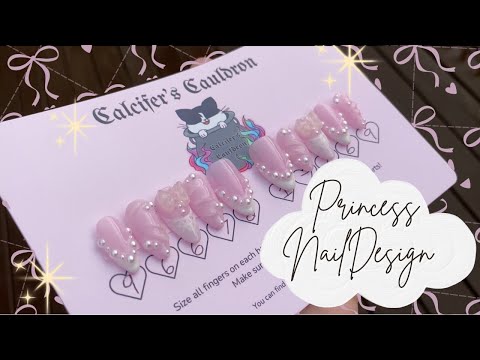 🎀💐 princess pearl nail design 🌸🦪