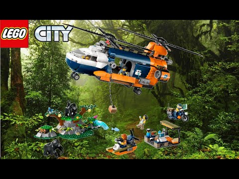YouTube thumbnail: LEGO City 60437 Jungle Explorer Helicopter at Base Camp Review!