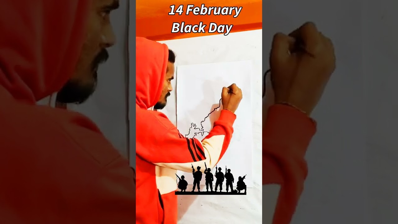 14 February Black Day tribute to Indian Army painting 😢😭🇮🇳 