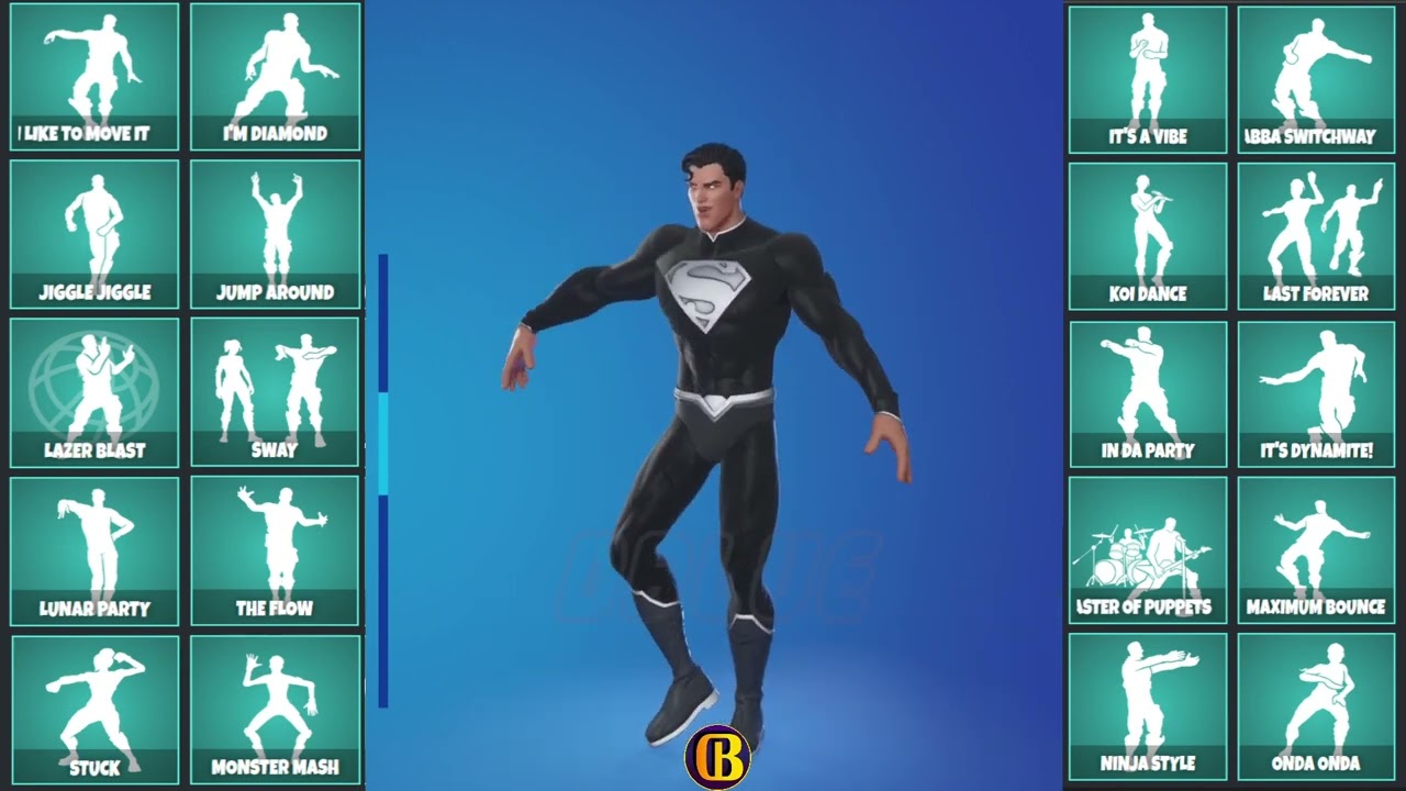 NEW SUPERMAN SHADOW All ICON Emotes & Dances (All Emote Music) - Fortnite