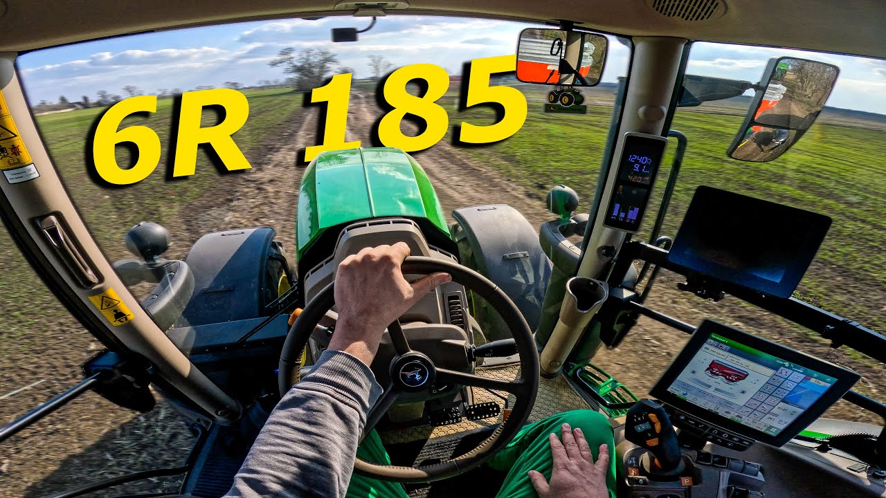 Prihnojovanie 2025, PoľnoSME, John Deere 6R185 CommandPro + KUHN 40.2 H-EMC-W, POV/Gopro