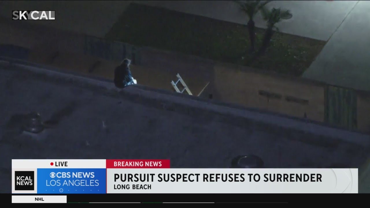 Pursuit suspect refuses to surrender in Long Beach - YouTube