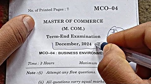 MCO 04 Question Paper Mcom IGNOU Dec 2024 || Business Environment