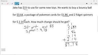 5th Grade Math: Multi Step Word Problem with Decimals 2