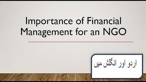 Importance of Financial Management for NGOs in Urdu with Examples
