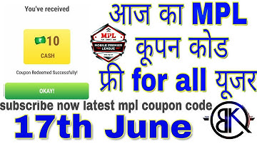 Today mpl coupon code // mpl pro coupon code today //daily mpl tokens coupon code today