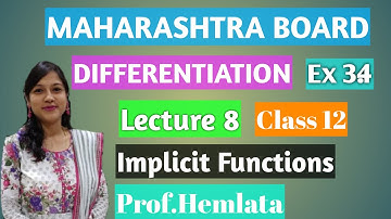 Derivatives Class12 Ex3.4Q3,4,5,6Maharashtra Board Commerce Differentiation of Implicit function