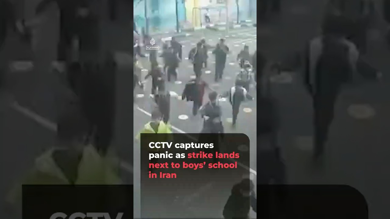 Cctv video captures moment strike lands next to boys' school in iran | aj #shorts