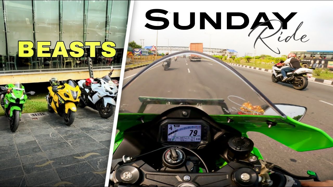 Sunday ride with superbikes – ZX10R, Hayabusa & more! Full thrill & masti! 😁❤️