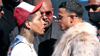 GERVONTA DAVIS AND ROLANDO ROMERO HAVE HEATED FACE OFF - BOTH EXCHANGE WORDS IN INTENSE FACE TO FACE