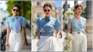 Parisian Summer Outfits in Soft Blue & Ivory | Ralph Lauren Inspired Elegance screenshot 5