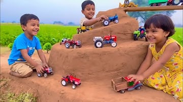 💥 OMG! नन्हे बच्चों ने बना डाला मिट्टी का सबसे बड़ा ट्रैक्टर फ़ार्म! | Mini Tractor Game पापा ने दिय
