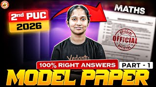 2nd PUC Maths Model Paper – 1 🧮 | Complete Paper Analysis | 2nd PUC 2026 Part -1 | Vaishnavi Ma’am