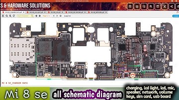 Mi 8 se all schematic diagram charging lcd light lcd mic speaker network volume keys sim card usb