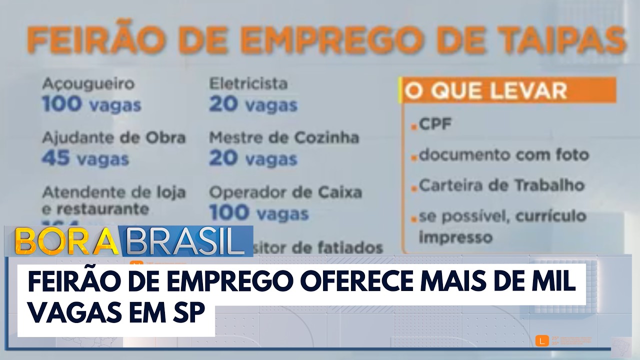 Feirão de emprego oferece mais de mil vagas em São Paulo | Bora Brasil