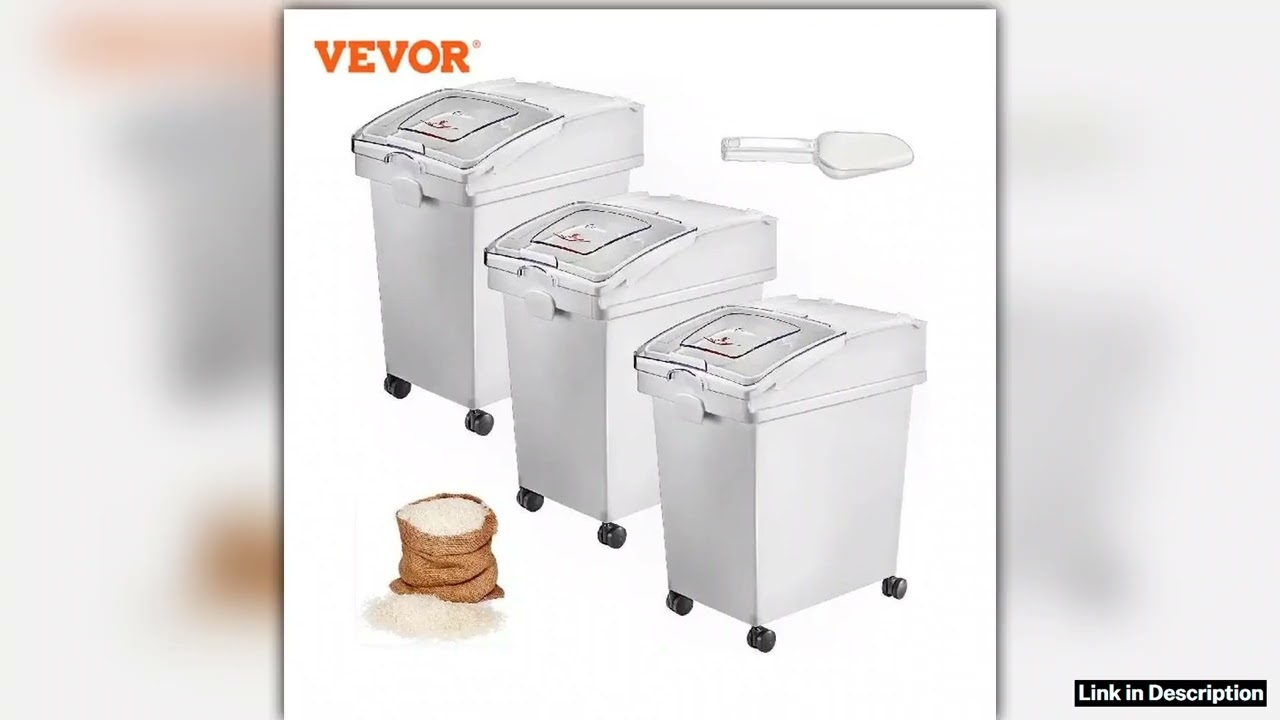 VEVOR 25L Dry Ingredient Storage Bin with Scoop Caster Dustproof Rice Flour Soybeans for